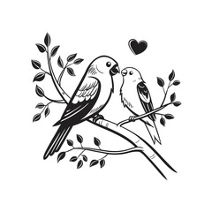 Black and white cute love birds