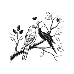 Black and white cute love birds