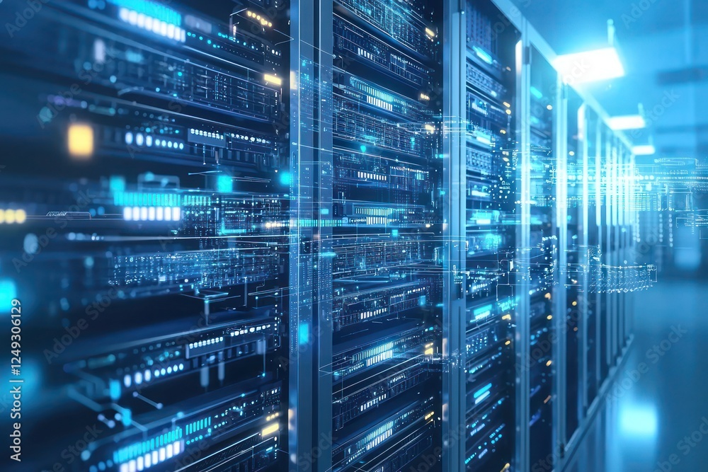 Fototapete Server room with modular design for easy tech upgrades.