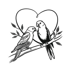 Black and white cute love birds