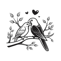 Black and white cute love birds