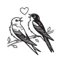 Black and white cute love birds
