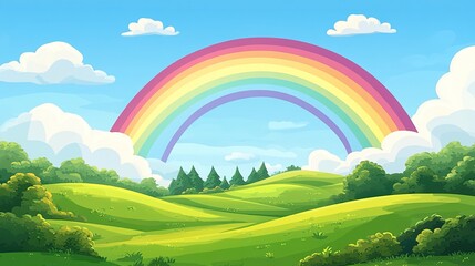 Obraz premium Magical Rainbow in the Countryside