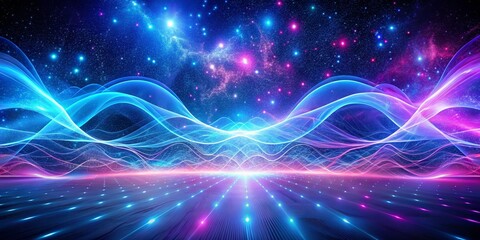Colorful Waves of Light in a Cosmic Starry Background