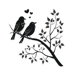Black and white cute love birds