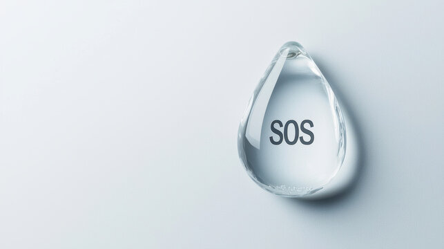 World Water Day clean crisis. water droplet with SOS message symbolizes urgency and help