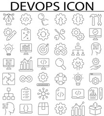 development and operations concept editable stroke outline