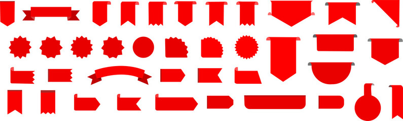 Obraz premium Blank red with white border label including square, rectangle, triangle, circle, ellipse and scalloped circle shapes