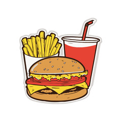 fast food clipart hamburger and fries with drink