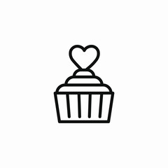 heart cupcake icon sign vector