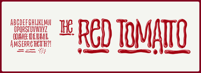 Abstract liquid vector font in sauce style. Alphabet with unique variation and ligature. 