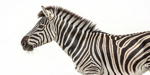 Naklejka premium Zebra Profile Black and White Stripes, Close-up Composition, Wildlife Portrait, Equine Zebra, Wildlife photography