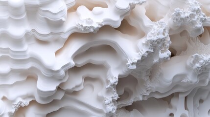 Abstract close-up of textured white surface resembling natural formations, ideal for backgrounds