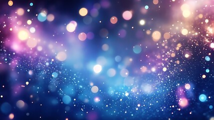 Obraz premium Abstract blue background with bokeh defocused lights and stars.