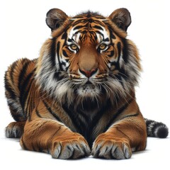 Fototapeta premium Isolated tiger cutout on a clean white background, perfect for creative design and art projects.