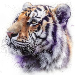 Fototapeta premium Isolated majestic tiger displayed on a pristine white background for artistic and design projects