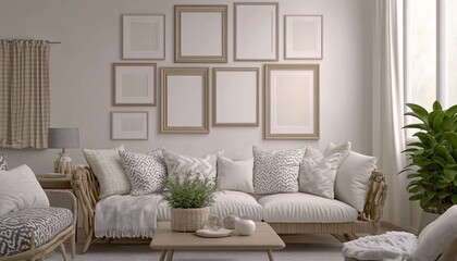 Elegant 3D frame display in an inviting setting showcasing a modern frame mockup for versatile design presentations.