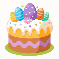 Easter Cake with colorful eggs and decorations
