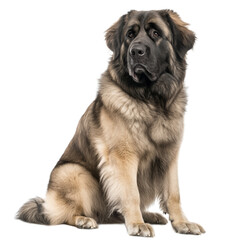 Leonberger Dog Sitting on White Background