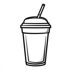 Stylized illustration of disposable paper cup with straw