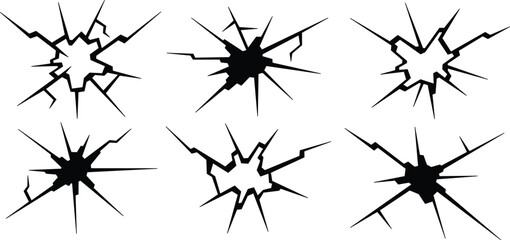 Simple ground hole crack wall set illustration