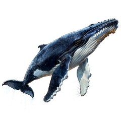 Fototapeta premium Blue whale isolated on a white background cutout.