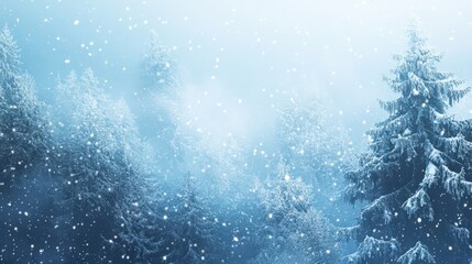 Obraz premium A snowy forest with trees covered in snow