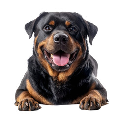 Fototapeta premium Happy Rottweiler Dog Lying Down