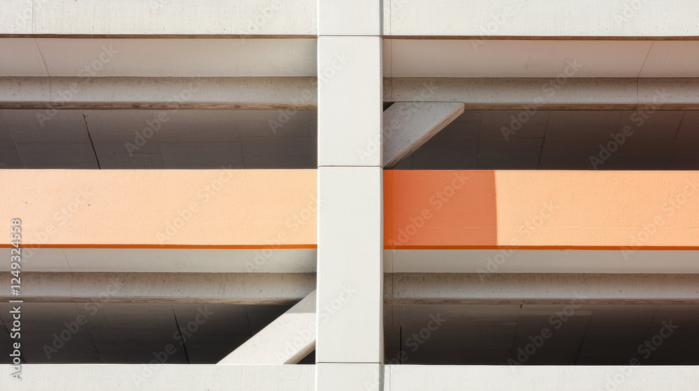 Poster modern architectural lines create striking visual contrast with orange accents