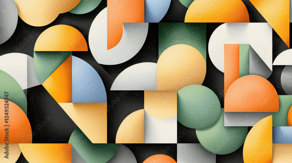 Fototapete Abstract shapes in vibrant colors create dynamic composition, symbolizing social cohesion and unity