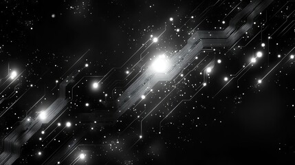 Abstract digital circuit board, glowing lines, dark background, tech concept