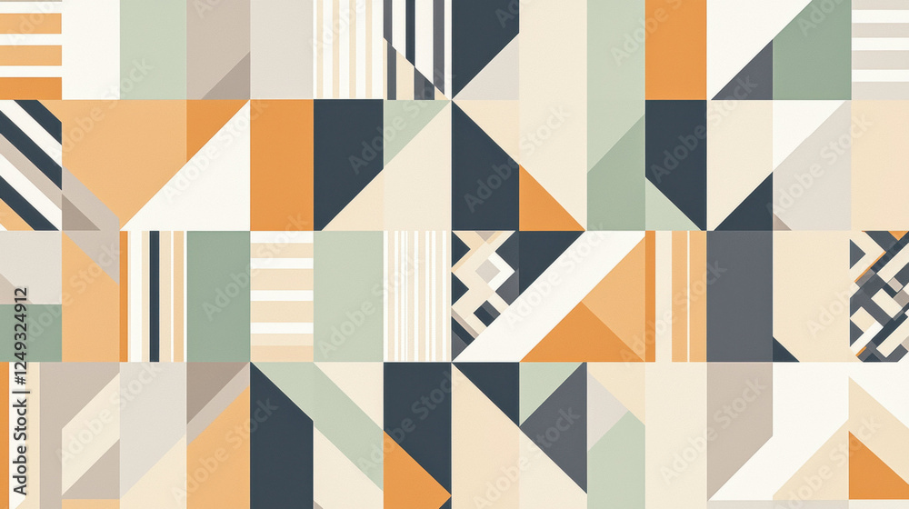 Poster geometric patterns in earthy tones create modern, stylish design