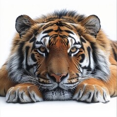 Fototapeta premium Stunning isolated tiger figure on a pure white background perfect for wildlife and nature themes