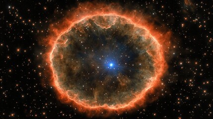 Obraz premium A stunning cosmic nebula illuminated by a bright central star against a backdrop of space.