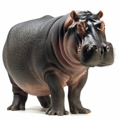Fototapeta premium Isolated hippopotamus cutout on a white background for clear visual impact and easy identification