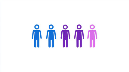 Simple lines depicting gender equality themes with diverse colors