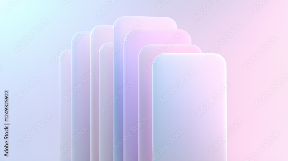 Poster Soft gradients in pastel colors create modern abstract background with layered shapes. Ideal for design projects and digital art
