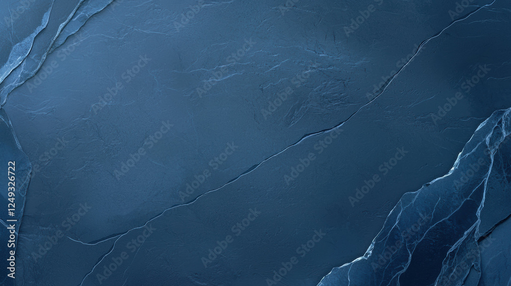 Leinwandbilder Dark blue textured surface with subtle cracks and patterns, ideal for backgrounds