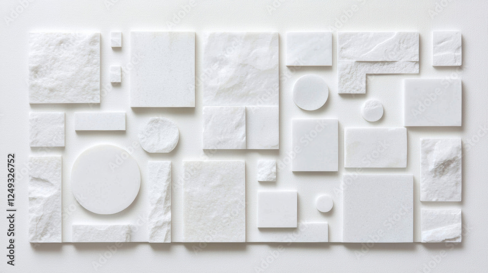 Fototapete textured white shapes in various sizes create subtle, modern design