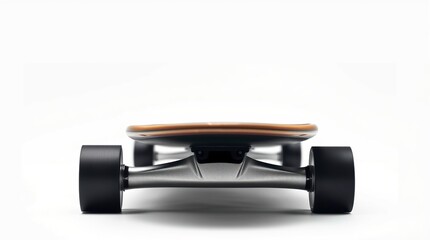 Minimalist Black Skateboard on White Background