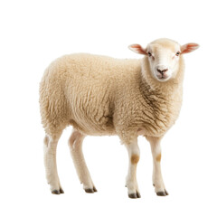 Fototapeta premium Fluffy Sheep on White Background