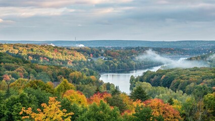 Obraz premium View from Mont Cascades and the Rideau River in the Gatineau Hills near Ottawa, Canada