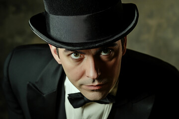 Mysterious Magician Performing Enchanting Tricks with Cards, Lights, Generative AI