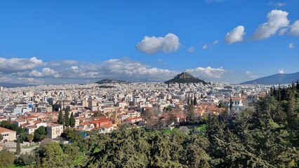 Obraz premium Bright winter day in Athens. View of the city