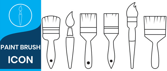 Paint brush icon set. Assorted paintbrush vector illustration. Paint brushes drawing tool. Containing various paintbrush for small to wide. Flat simple design. vector illustration.