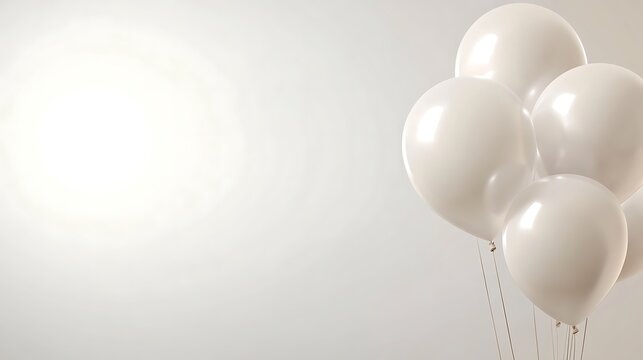 White Balloons Float Against A Light Background