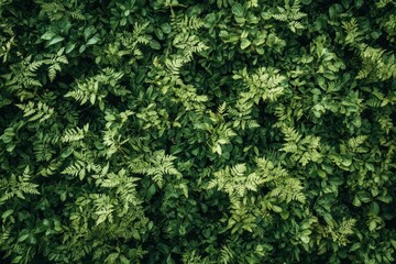 Vibrant green ferns and leaves create a lush, textured natural background, ideal for nature-themed projects