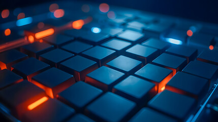 Close-Up View of Illuminated Music Production Hardware with Vibrant Colors and Modern Design Elements for Creative Projects