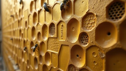 Honeycombed Victorian-era wall with bees storing sweet treats in intricate hexagons at 221B Baker St.