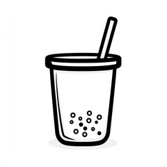 Outline illustration of a bubble tea cup